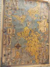 Plakat World Wonders A Pictorial Map Poster Print Vintage