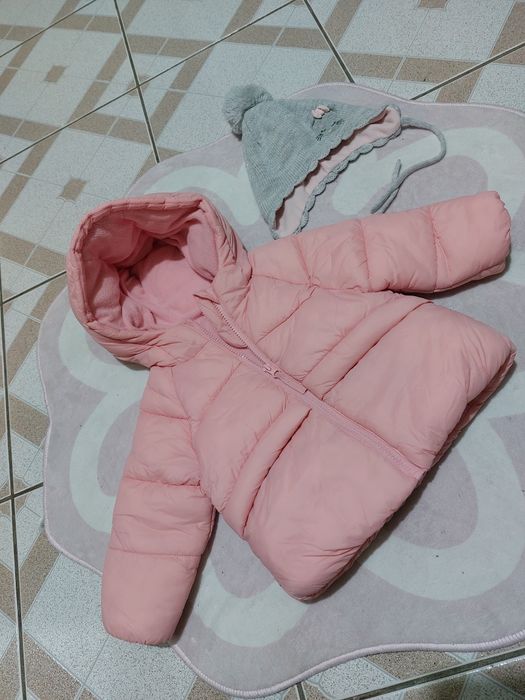 Komplet zimowy dla dziewczynki kurtka zimowa czapka wiązana 74/80