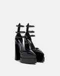 Підбори versace medusa black leather pointed strap platform pumps