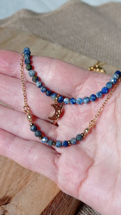 Komplet dwóch delikatnych naszyjników z kamienia naturalnego, prezent