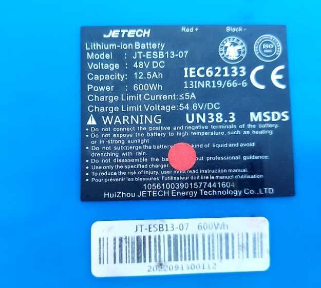 Bateria do Hulajnogi Elektrycznej Jetech 48v 12,5h
