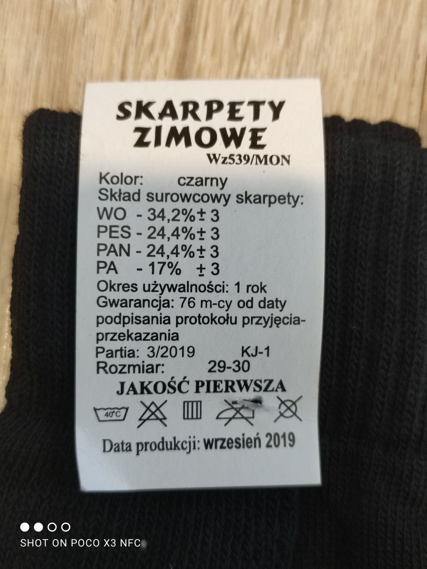 Skarpety wojskowe zimowe 29-30