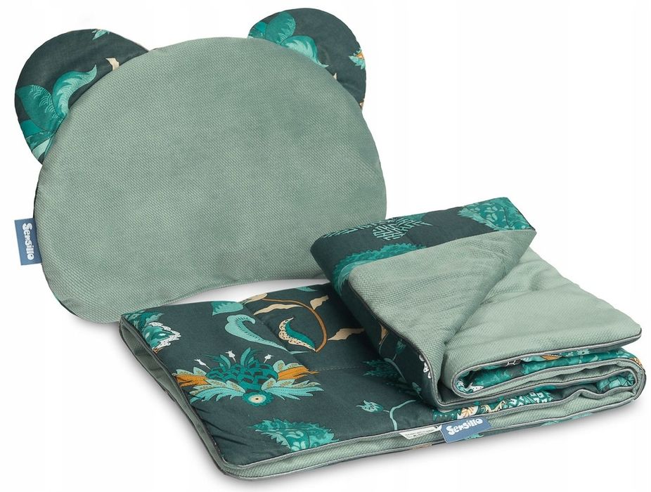 Sensillo Komplet Do Wózka Łóżeczka Velvet Paradise Szmaragdowy