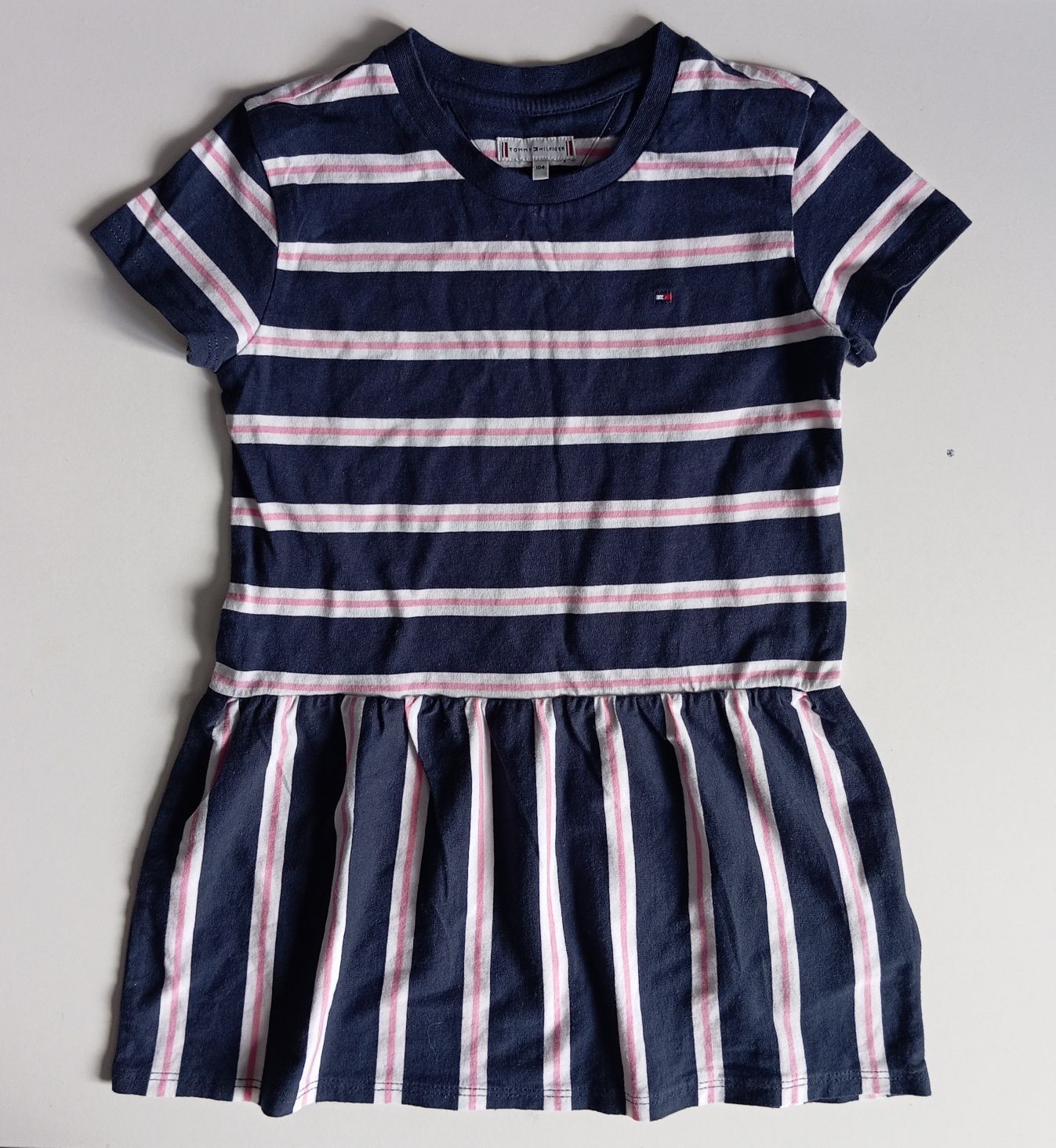Piękna elegancka sukienka Tommy Hilfiger pasy paski 104