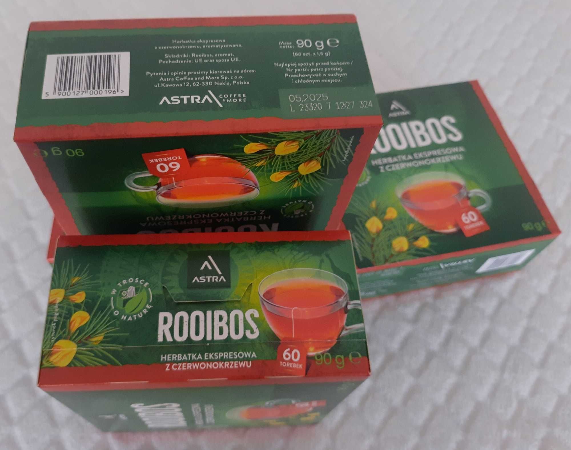 Herbata ekspresowa z czerwonokrzewu, Rooibos, Astra, 60 torebek