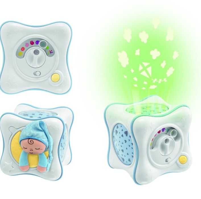 Tęczowa kostka chicco 3w1 do zabawy: projektor, pozytywka, lampka