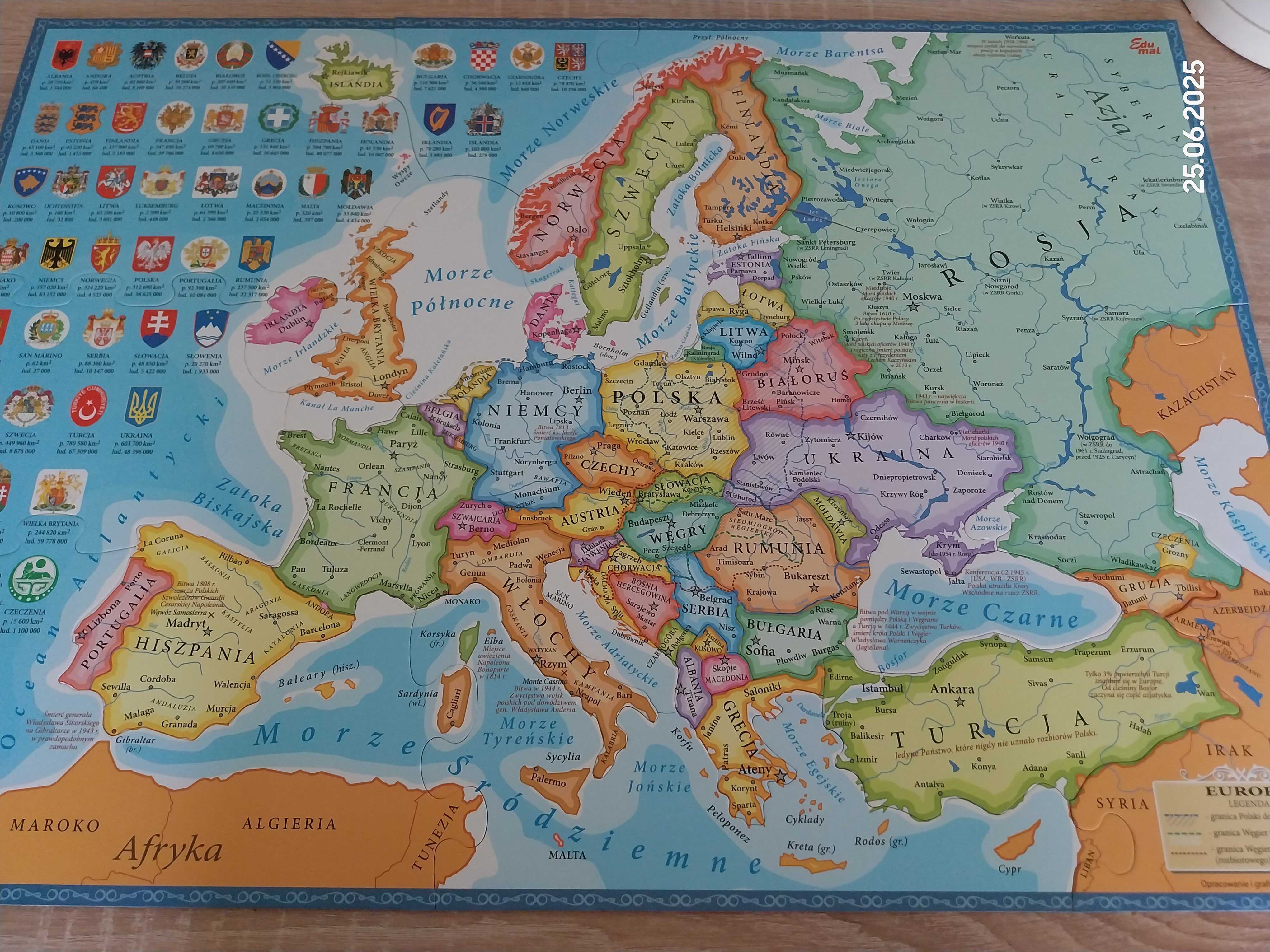 puzzle układanka mapa Europy jak nowe