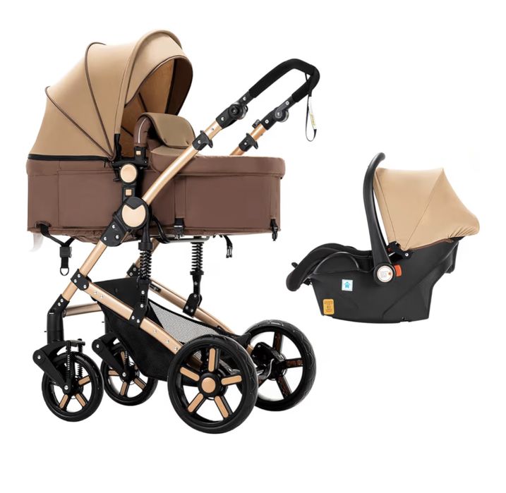 Carrinho de bebé 3 em 1, carrinho dobrável portátil