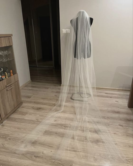 Długi welon ślubny 2,7 m- delikatny, śmietankowy ivory, szyty na miarę