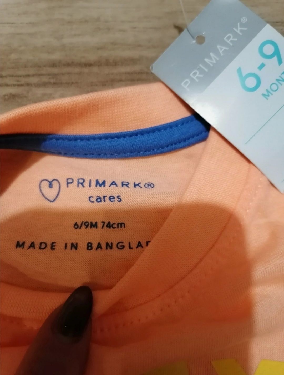 Primark nowa Pomarańczowa koszulka t-shirt dla chlopca z napisami 6-9m
