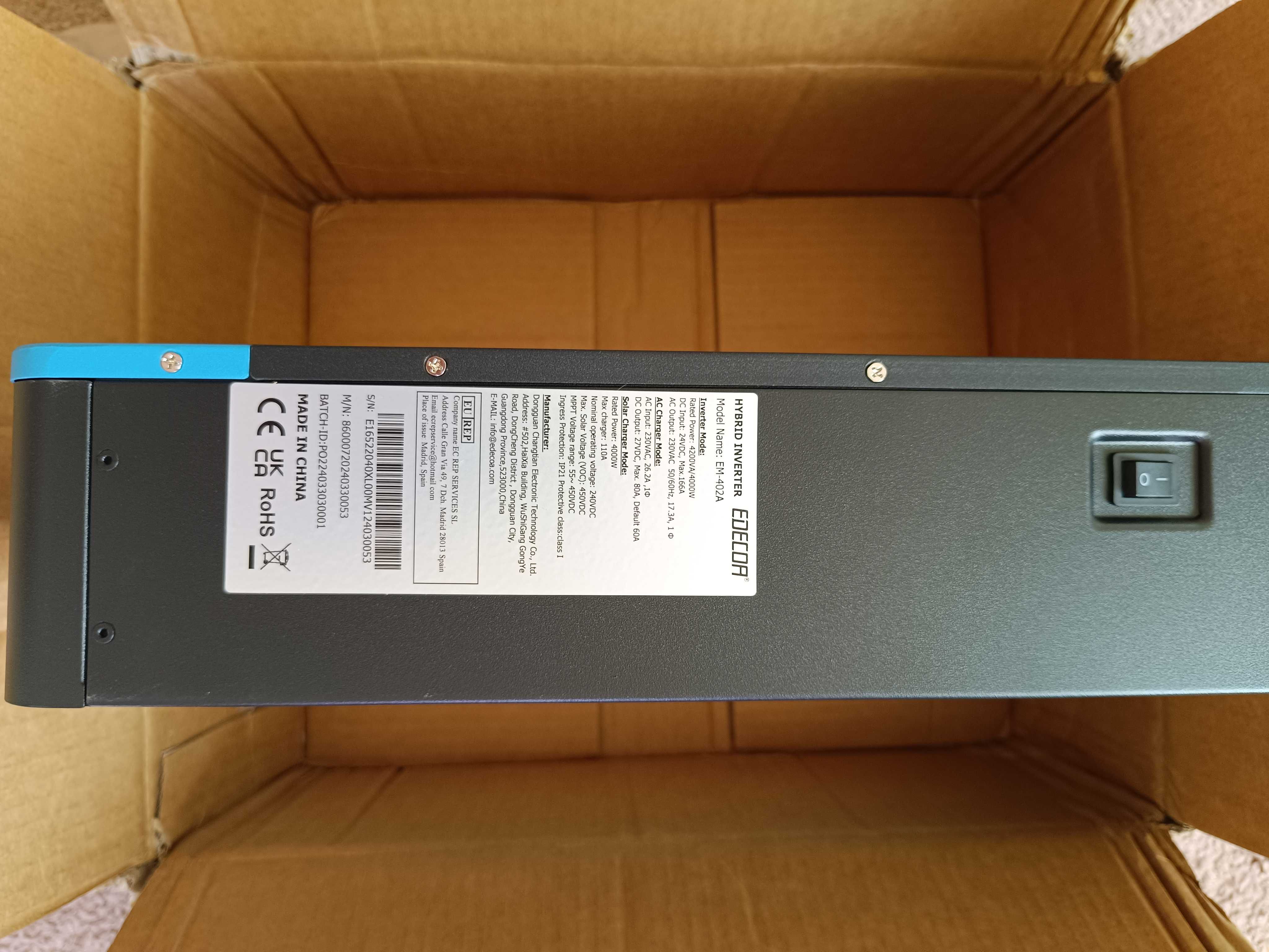 EDECOA 24V 4,2kV/A (4000W) гібрідний інвертор ДЖБ ИБП UPS