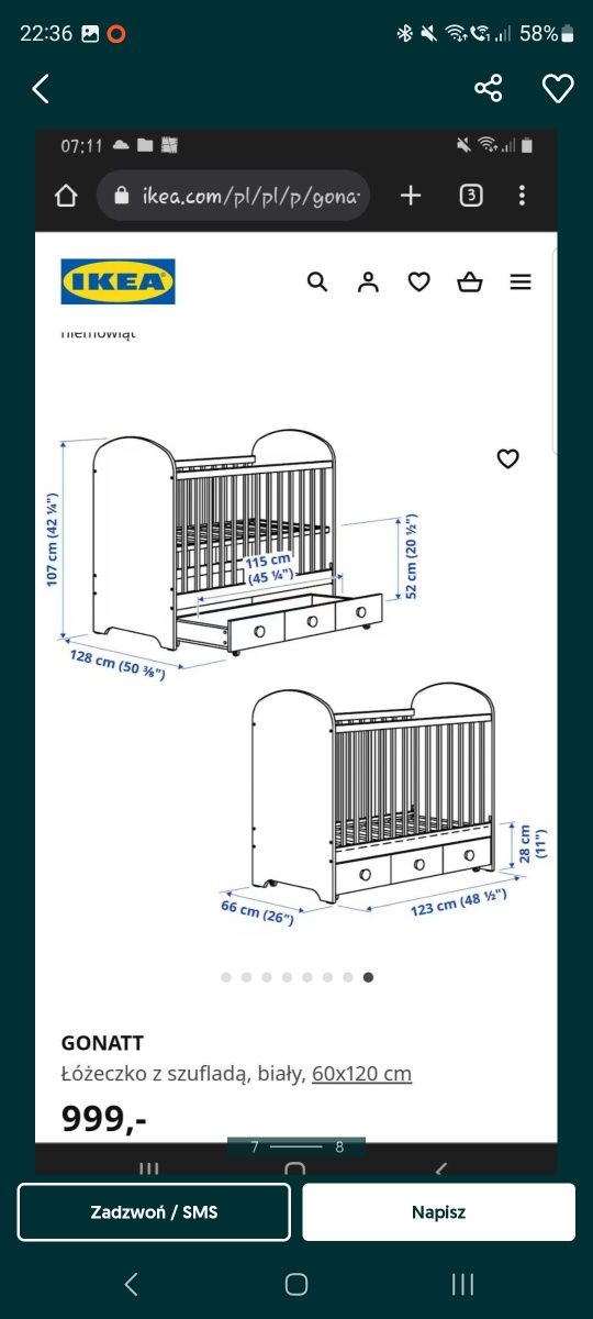 Łóżeczko Gonatt ikea,  łóżeczko dla dziecka, łóżko dla dziecka