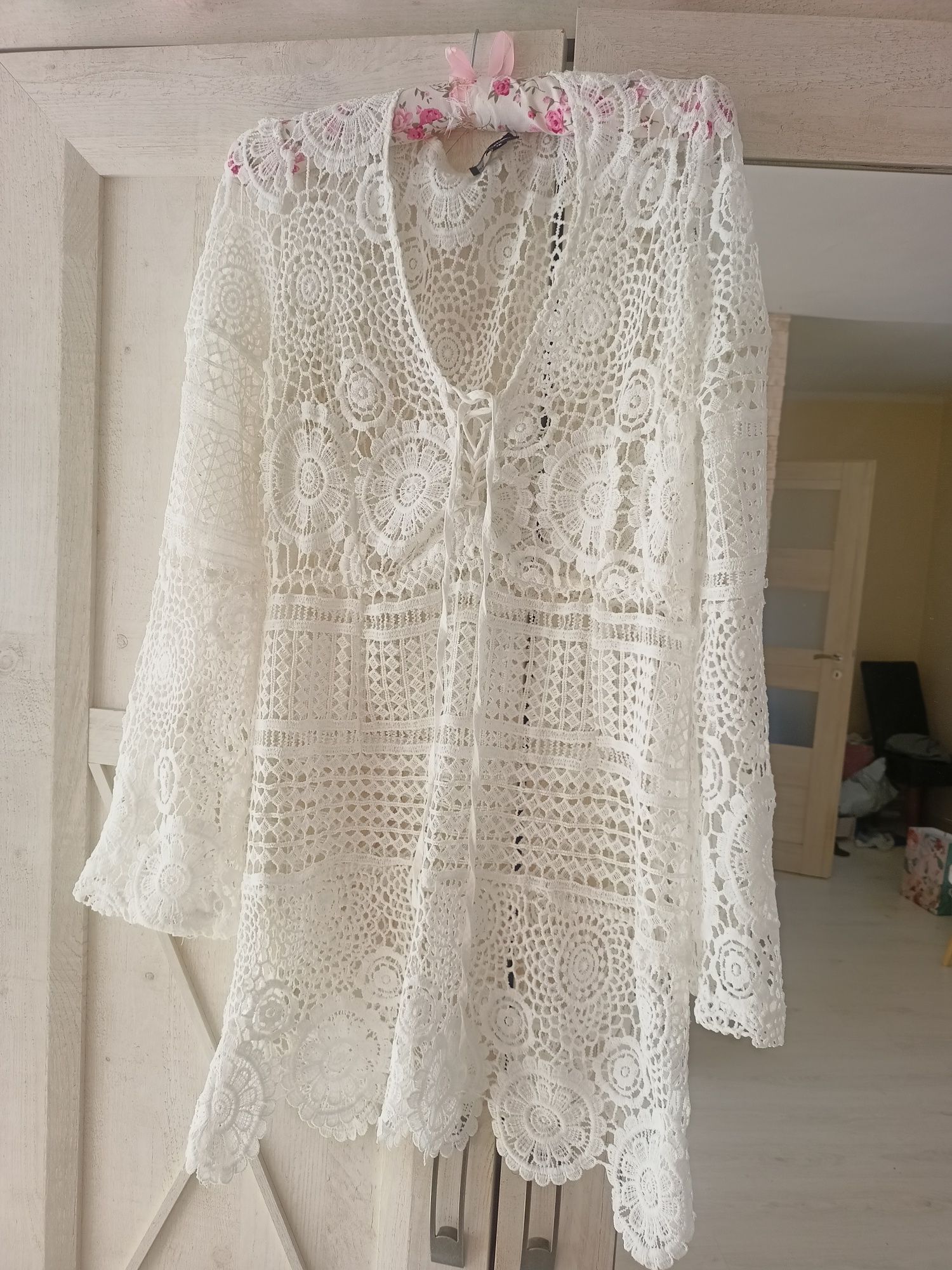 Śliczna tunika pareo plażowe styl Boho biała