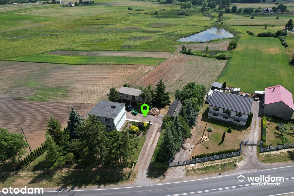 Siedlisko ze stawem, duża działka, budynki gospodarcze, blisko Lipna.