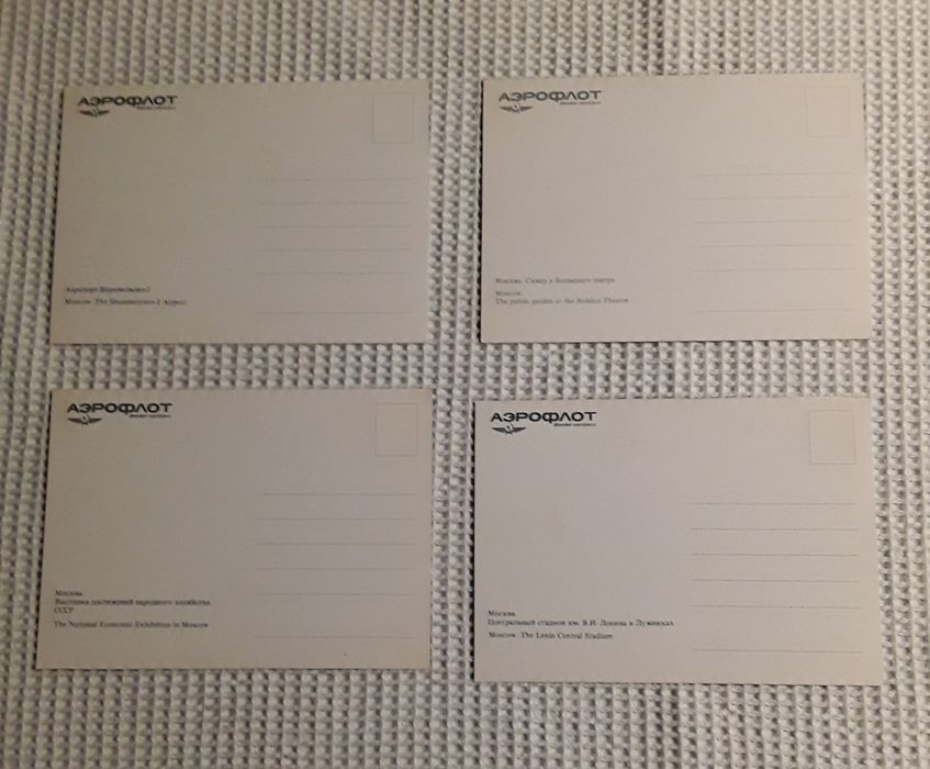 Conjunto de 8 Postais antigos da companhia aérea soviética Aeroflot