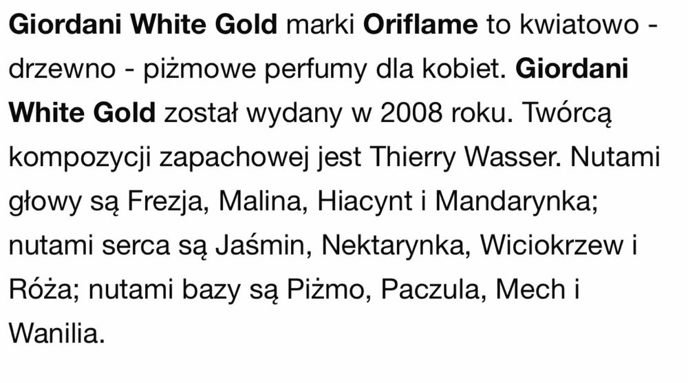 Perfumy Giordani Gold White Original Unikat Oriflame