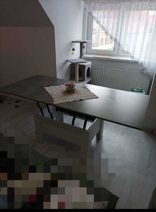 Ławo stół blat imitacja betonu nogi białe