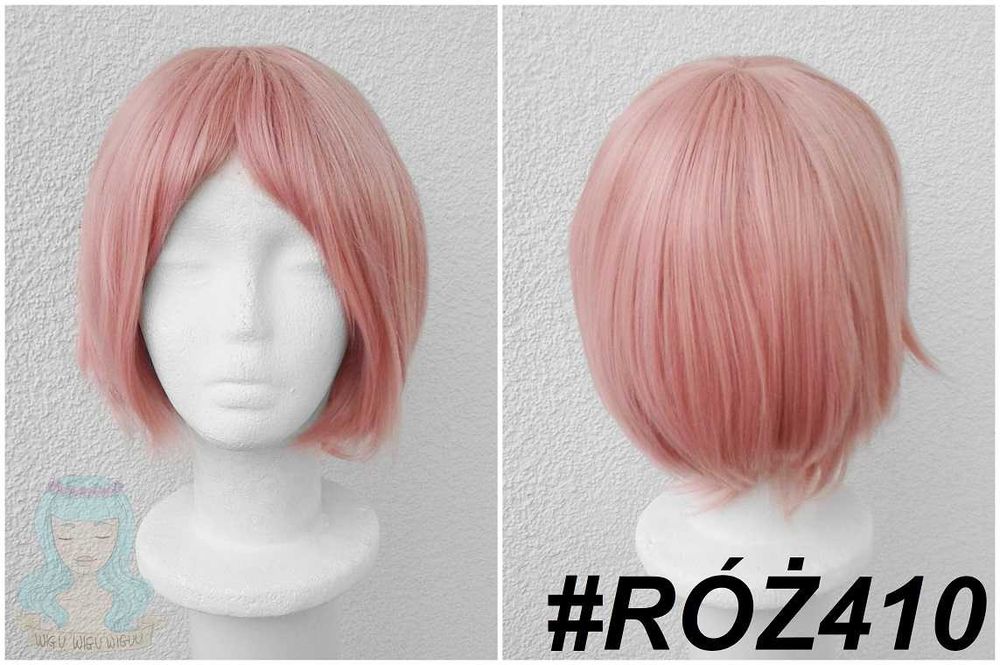 Różowa brzoskwiniowa krótka peruka Sayori DDLC cosplay różowy wig