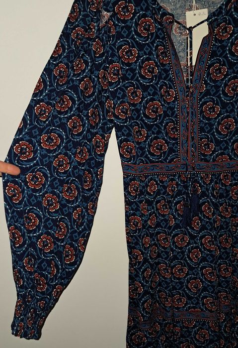 Vestido comprido estampado Springfield, novo