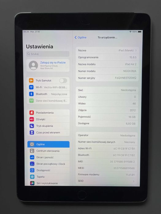 Apple iPad Air 2 16GB + etui -IDEALNY-