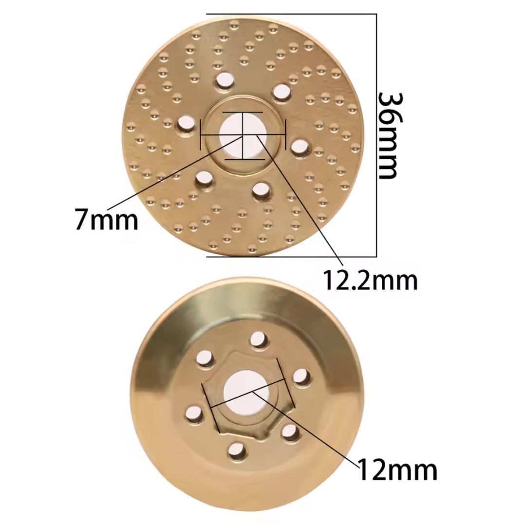 4 mosiężne dociążenia 420g do aluminiowych felg beadlock rc hex 12mm
