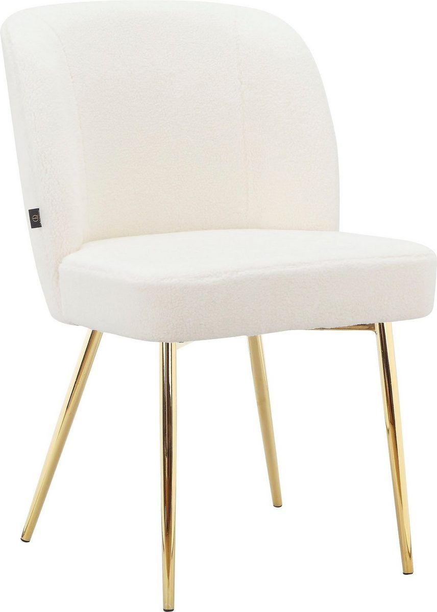 Krzesło materiał białe nogi złote