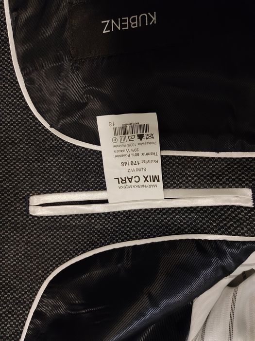 Marynarka Kubenz M 170/48 slim W2 Mix Carl granatowo popielata kratecz