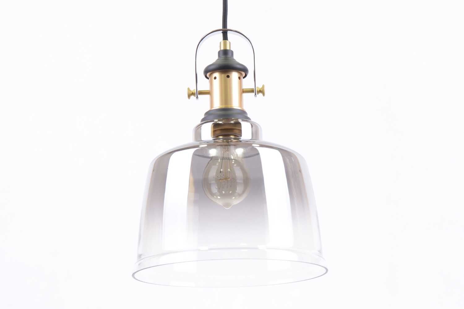 czarna lampa wisząca MALABO styl vintage loft szkło dymione