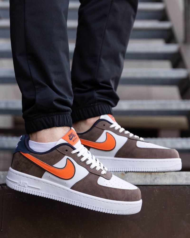 Чоловічі кросівки найк аір форс Nike Air Force Brown White Orange