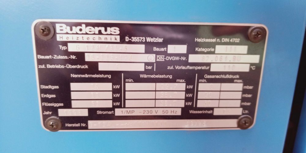Piec CO Buderus dwufunkcyjny stan bardzo dobry Model D-35573 Wetzlar