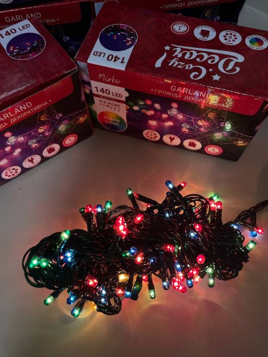 Гірлянда новорічна 5,5м 140лед,led, гірлянда на ялинку!