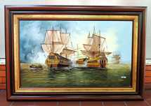 Quadro Óleo Sobre Tela Teixeira Cardoso Navios