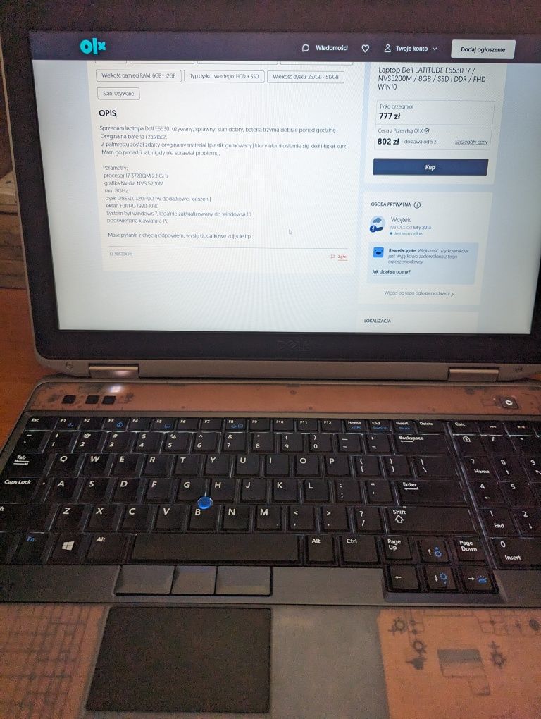Laptop Dell LATITUDE E6530 I7 / NVS5200M / 8GB / SSD i DDR / FHD WIN10