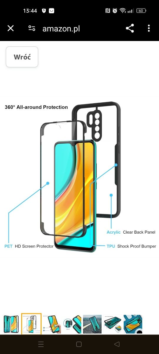 Kompatybilny z Xiaomi Redmi 9 etui 360 stopni osłona na cały korpus do