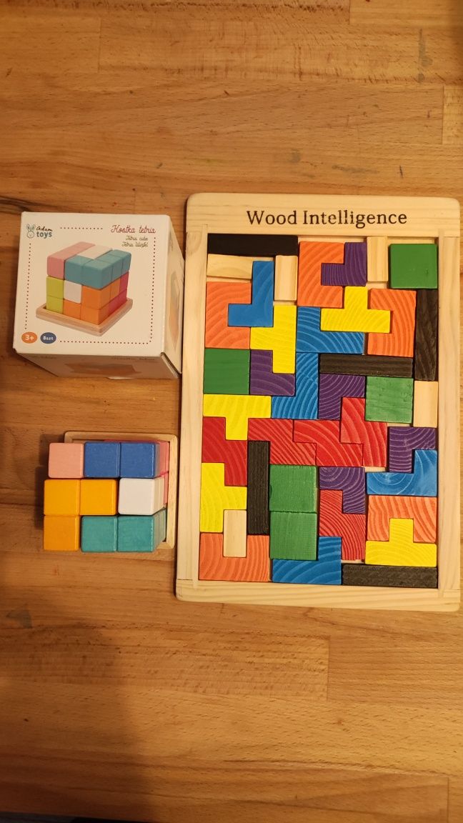 Kostka i puzzle Tetris drewniane