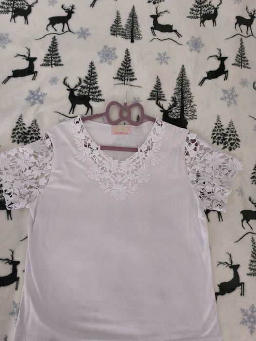 Bluzeczka z gipiurą i lekka haftowana bluzeczka