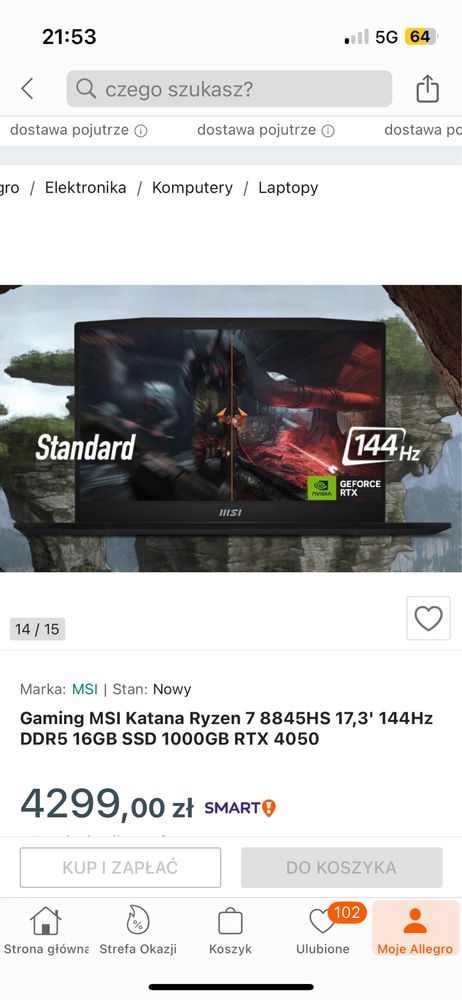 Laptop Gamingowy MSI Katana A17