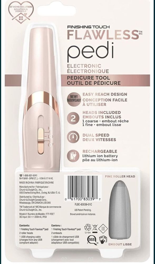 Пемза для ніг Апарат для педикюру flawless pedi дві насадки для пʼят