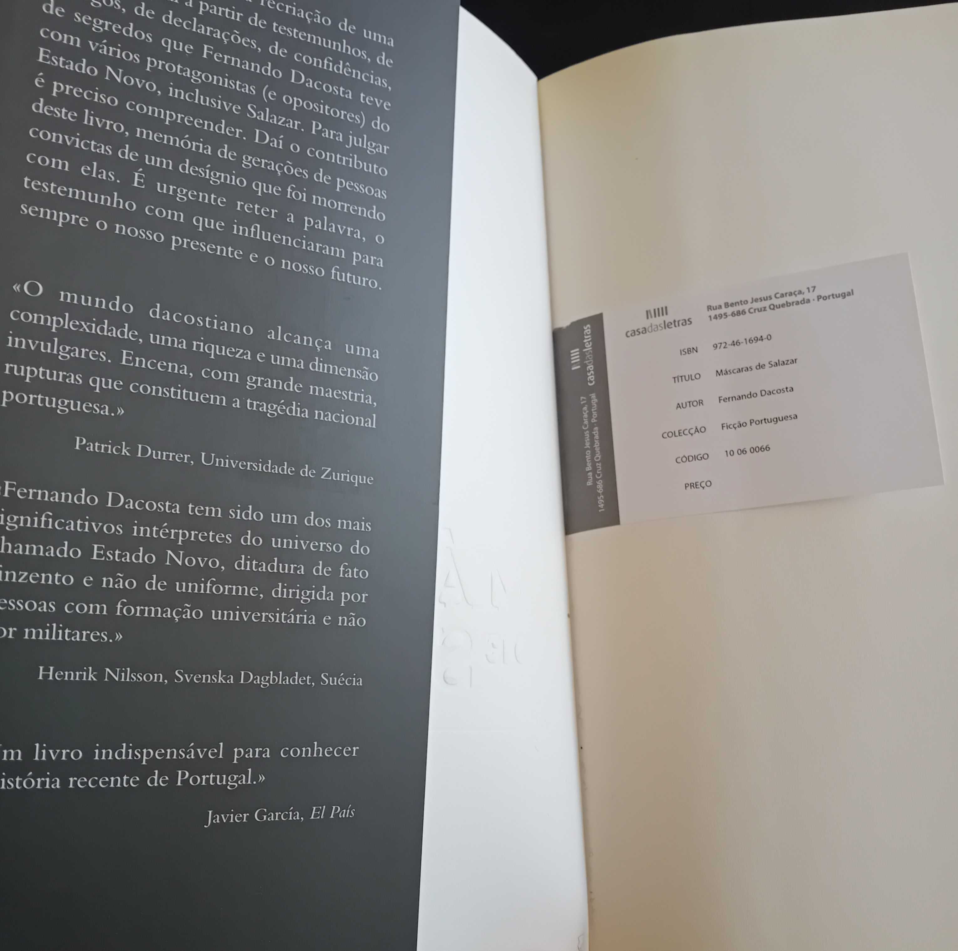Livro "Máscaras de Salazar"