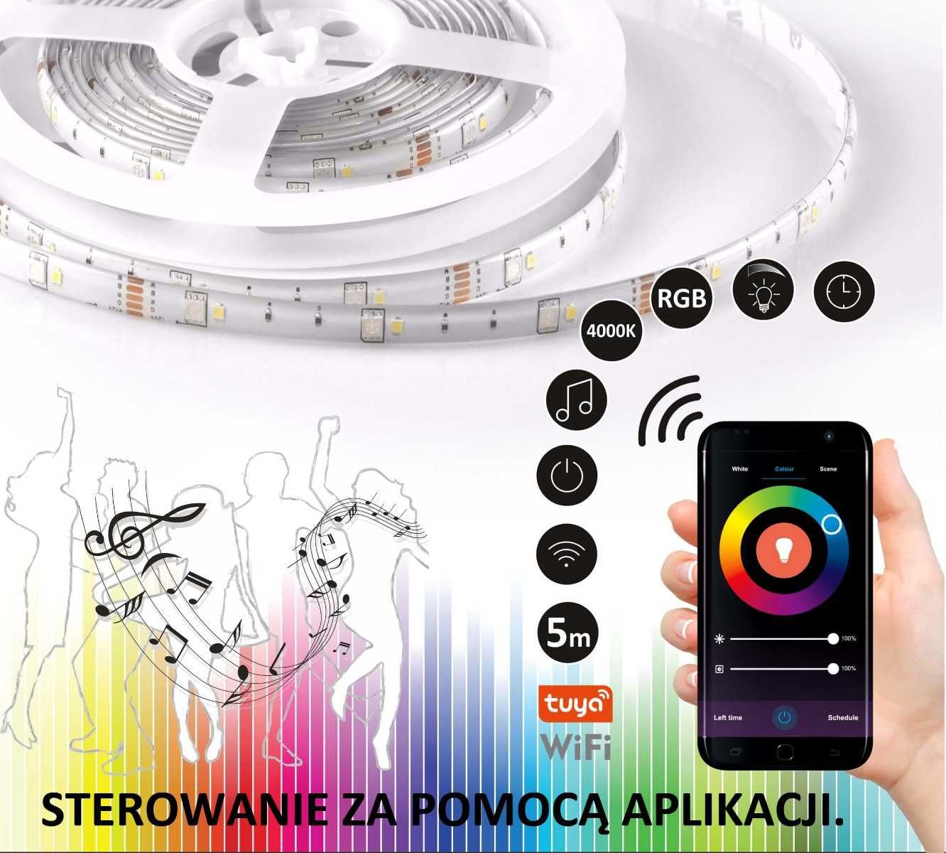 Polux Taśma Wifi 5M 3000K+6000K+Rgb Ip65 Music Tuya Sanico (313911)