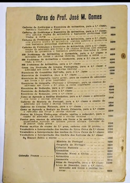 Caderno de Geometria ensino primário anos 50/60