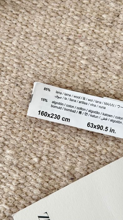 zara home dywan rug wełna bawełna beż