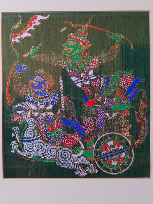 3 x Quadros Tailandeses Com Moldura de Madeira e Vidro