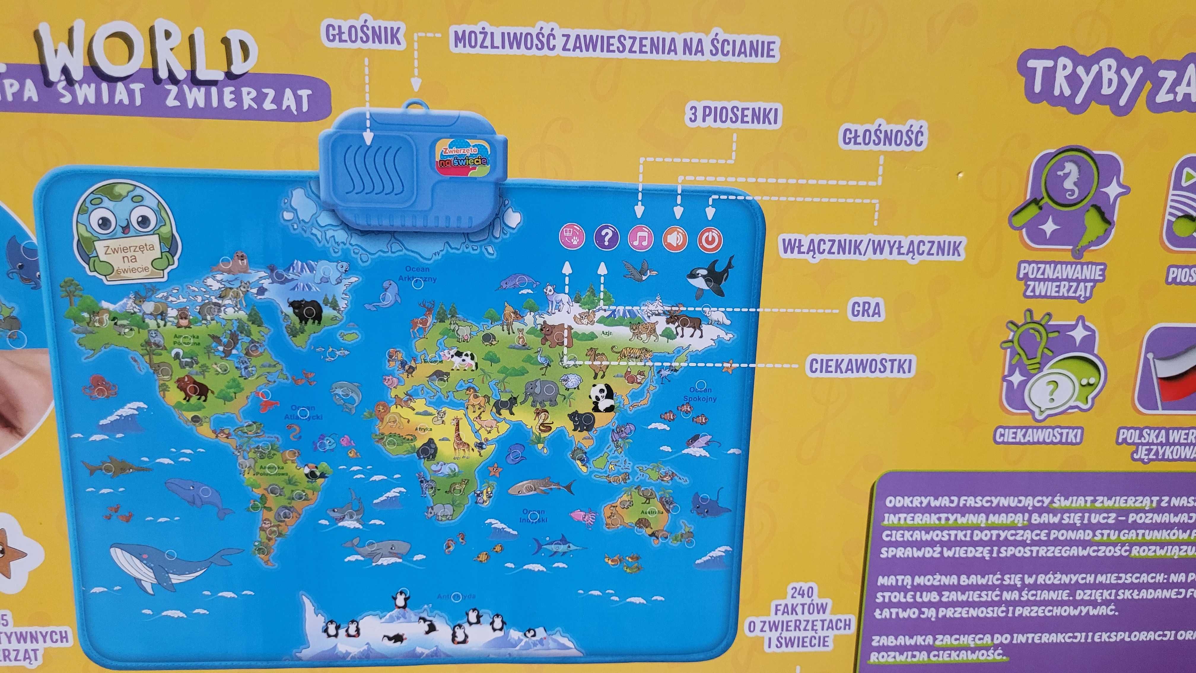 Interaktywna mapa zwierzęta świata Mapa dotykowa