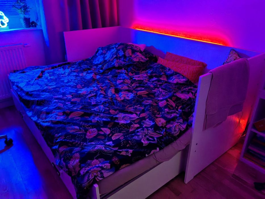 Hermes łóżko rozkładane, materac,hand made, led.