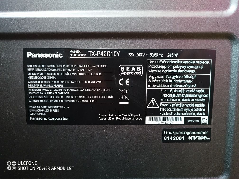 Telewizor plazmowy Panasonic 42 nie LED