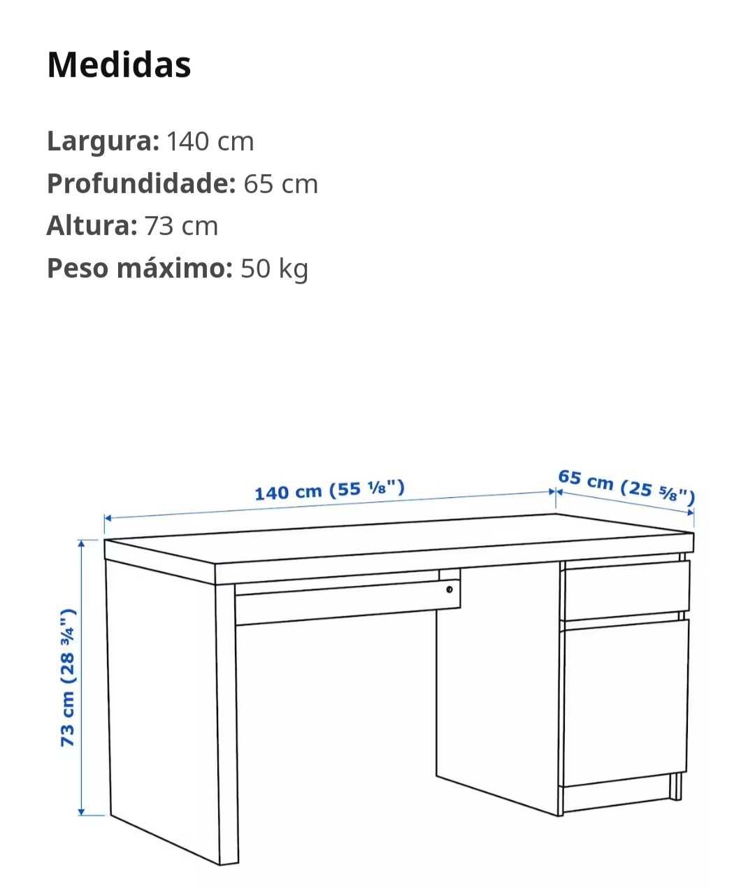 Cadeirão de escritório e secretária Malm IKEA