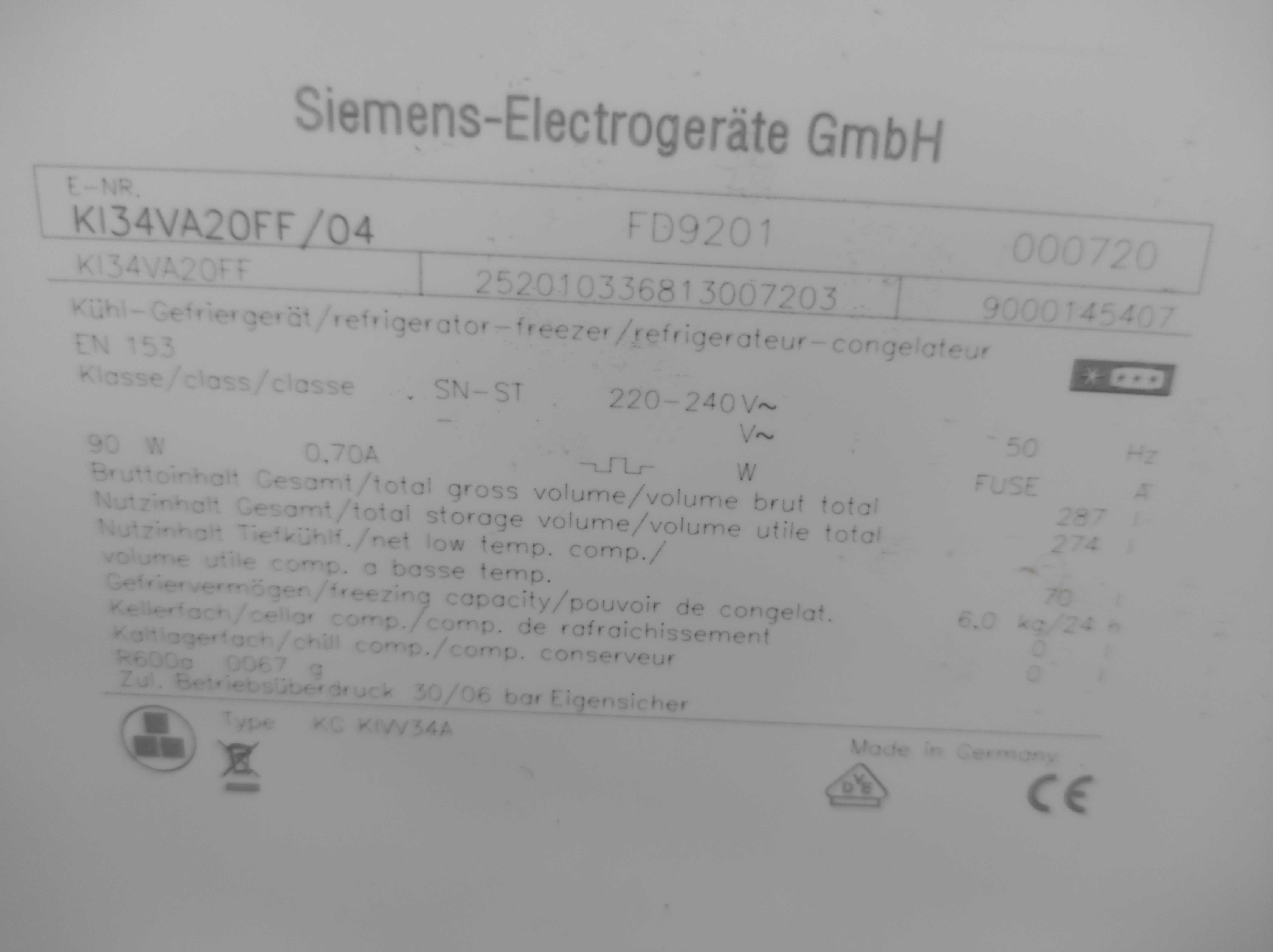 Frigorífico combinado de encastrar Siemens