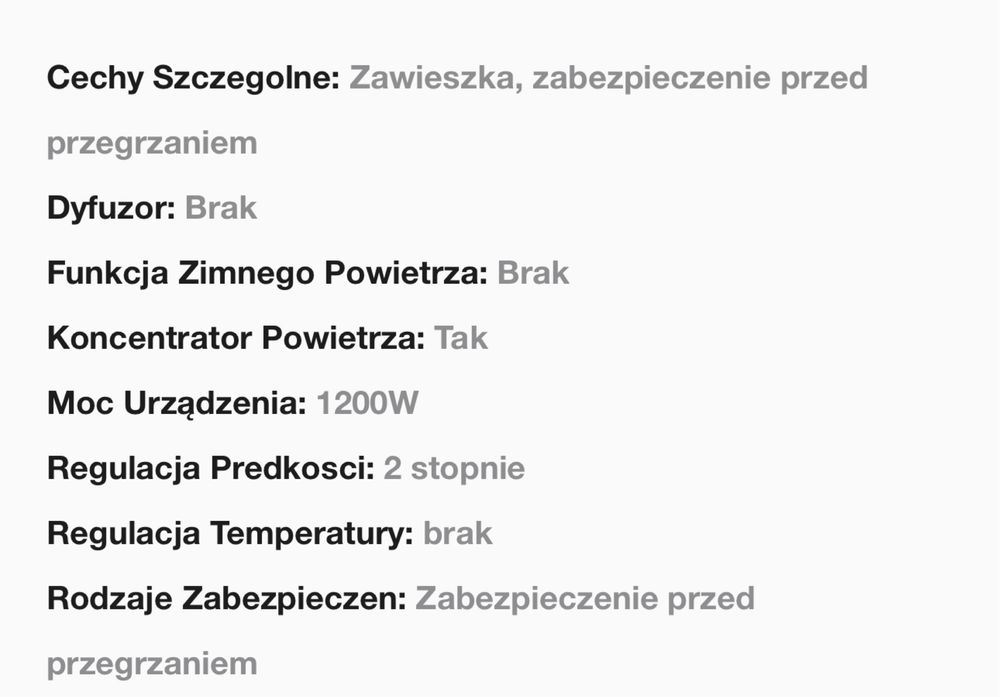 Suszarka do włosów Manta podróżna