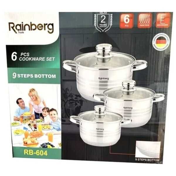 Набор кастрюль Rainberg RB-604 6 предметов, набор кухонной нержавеющей